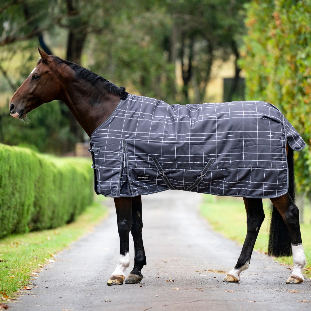 Charcoal Check 1200D Medium Rug - 180g Fill